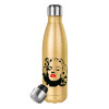 Glitter gold stainless steel thermos bottle, double-walled, 500ml