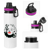 Metallic water bottle with safety lid, 850ml aluminum