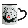 Mug heart black handle, ceramic, 330ml