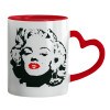 Mug heart red handle, ceramic, 330ml