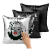 Μαξιλάρι καναπέ Μαγικό Μαύρο με πούλιες 40x40cm περιέχεται το γέμισμα