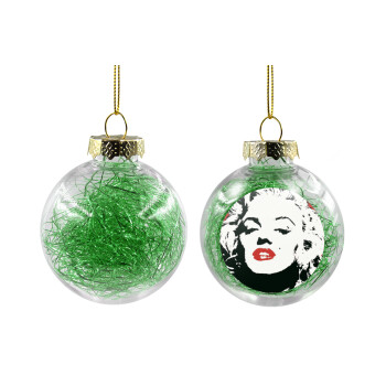 Merilin, Χριστουγεννιάτικη μπάλα δένδρου διάφανη με πράσινο γέμισμα 8cm