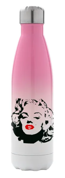 Merilin — Metal mug thermos Pink/White (Stainless steel), double wall, 500ml
