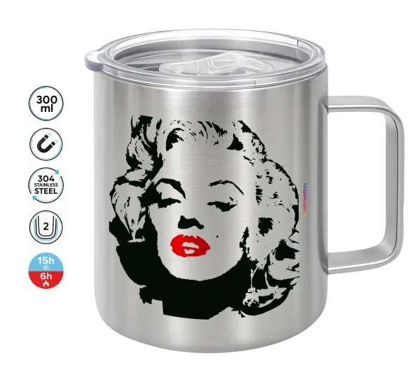 Merilin — Double-walled stainless steel mug 300ml with temperature-retaining lid