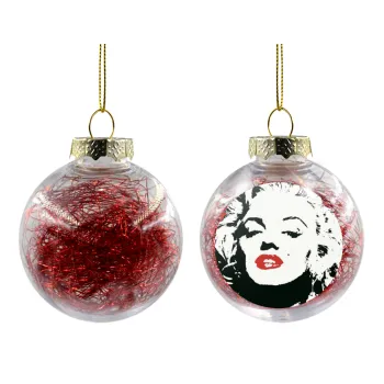 Merilin, Transparent Christmas tree ball ornament with red filling 8cm