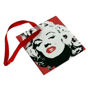 Merilin, Στολίδι Χριστουγεννιάτικο στολίδι γυάλινο τετράγωνο 9x9cm