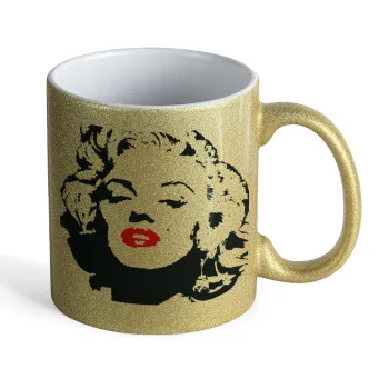 Merilin, Κούπα Χρυσή Glitter που γυαλίζει, κεραμική, 330ml