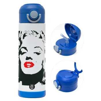 Merilin, Παιδικό παγούρι θερμό, ανοξείδωτο, με καλαμάκι ασφαλείας, ΜΠΛΕ (500ml)