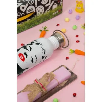 Merilin, Πασχαλινή Λαμπάδα με παγούρι μεταλλικό (620ml, stainless steel) & κερί αρωματικό πλακέ (30cm) (ΡΟΖ)