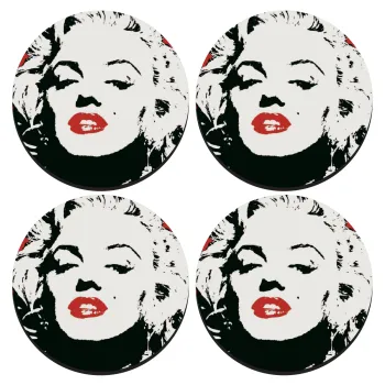 Merilin, ΣΕΤ 4 Σουβέρ ξύλινα στρογγυλά (9cm)