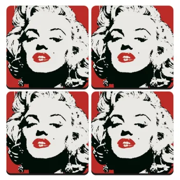 Merilin, ΣΕΤ 4 Σουβέρ ξύλινα τετράγωνα (9cm)