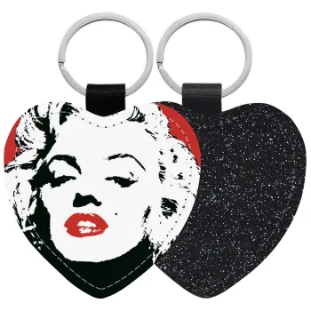 Merilin, Μπρελόκ PU δερμάτινο glitter καρδιά ΜΑΥΡΟ