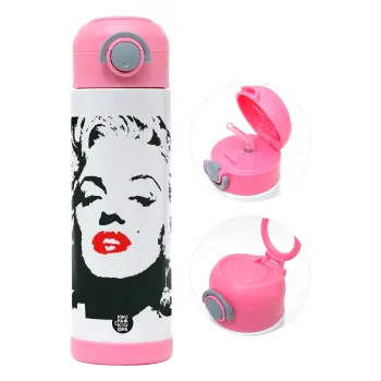 Merilin, Παιδικό παγούρι θερμό, ανοξείδωτο, με καλαμάκι ασφαλείας, ΡΟΖ (500ml)