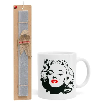 Merilin, Easter Set, Ceramic Cup (330ml) & Easter aromatic flat candle (30cm) (GRAY)