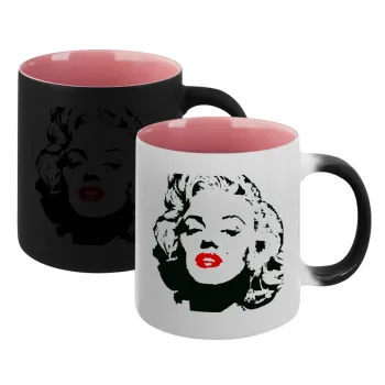 Merilin, Κούπα Μαγική εσωτερικό ΡΟΖ, κεραμική 330ml που αλλάζει χρώμα με το ζεστό ρόφημα