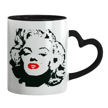 Merilin, Κούπα καρδιά χερούλι μαύρη, κεραμική, 330ml