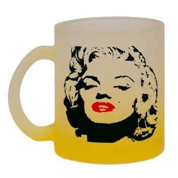 Merilin, Κούπα γυάλινη δίχρωμη με βάση το κίτρινο ματ, 330ml