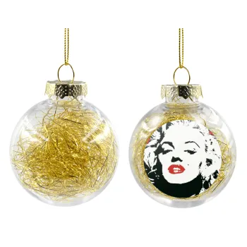 Merilin, Transparent Christmas tree ball ornament with gold filling 8cm