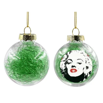 Merilin, Στολίδι Χριστουγεννιάτικη μπάλα δένδρου διάφανη με πράσινο γέμισμα 8cm