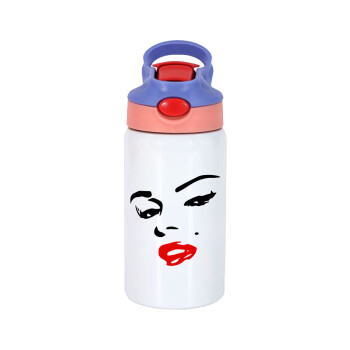 Marilyn Monroe, Children's hot water bottle, stainless steel, with safety straw, pink/purple (350ml)