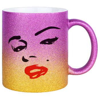 Marilyn Monroe, Κούπα Χρυσή/Ροζ Glitter, κεραμική, 330ml