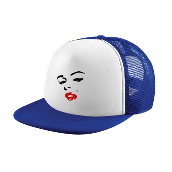 Marilyn Monroe, Καπέλο Ενηλίκων Soft Trucker με Δίχτυ Blue/White (POLYESTER, ΕΝΗΛΙΚΩΝ, UNISEX, ONE SIZE)