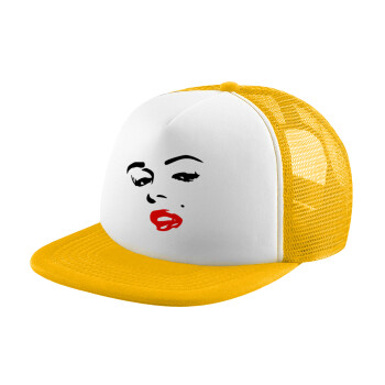 Marilyn Monroe, Καπέλο Ενηλίκων Soft Trucker με Δίχτυ Κίτρινο/White (POLYESTER, ΕΝΗΛΙΚΩΝ, UNISEX, ONE SIZE)