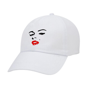 Marilyn Monroe, Καπέλο ενηλίκων Jockey Λευκό (snapback, 5-φύλλο, unisex)