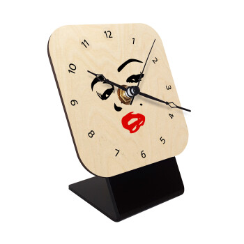 Marilyn Monroe, Quartz Table clock in natural wood (10cm)