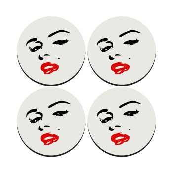 Marilyn Monroe, SET of 4 round wooden coasters (9cm)