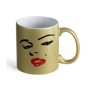Marilyn Monroe, Κούπα Χρυσή Glitter που γυαλίζει, κεραμική, 330ml