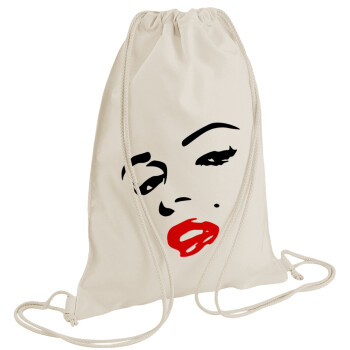 Marilyn Monroe, Backpack bag GYMBAG natural (28x40cm)