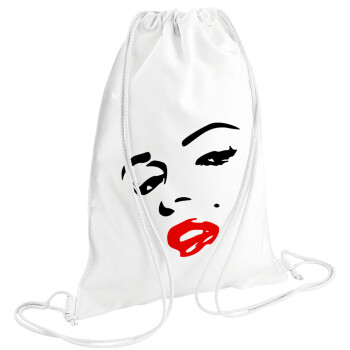 Marilyn Monroe, Τσάντα πλάτης πουγκί GYMBAG λευκή (28x40cm)