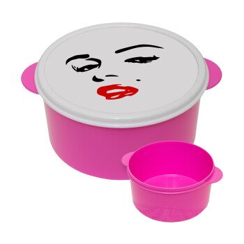 Marilyn Monroe, ΡΟΖ παιδικό δοχείο φαγητού πλαστικό (BPA-FREE) Lunch Βox M16 x Π16 x Υ8cm