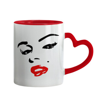 Marilyn Monroe, Κούπα καρδιά χερούλι κόκκινη, κεραμική, 330ml