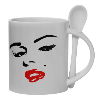 Marilyn Monroe, Ceramic coffee mug with Spoon, 330ml (1pcs)
