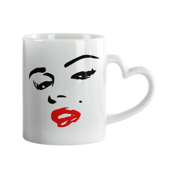 Marilyn Monroe, Mug heart handle, ceramic, 330ml