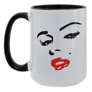 Marilyn Monroe, Κούπα Mega 15oz, κεραμική Μαύρη, 450ml