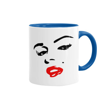 Marilyn Monroe, Mug colored blue, ceramic, 330ml