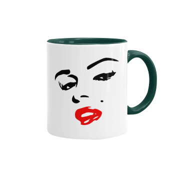 Marilyn Monroe, Mug colored green, ceramic, 330ml