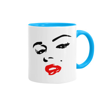 Marilyn Monroe, Mug colored light blue, ceramic, 330ml