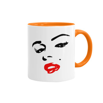 Marilyn Monroe, Mug colored orange, ceramic, 330ml