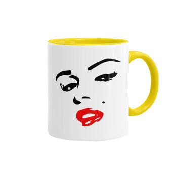 Marilyn Monroe, Κούπα χρωματιστή κίτρινη, κεραμική, 330ml
