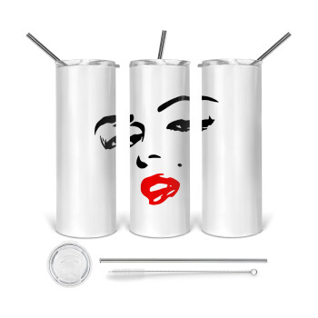 Marilyn Monroe, 360 Eco friendly ποτήρι θερμό (tumbler) από ανοξείδωτο ατσάλι 600ml, με μεταλλικό καλαμάκι & βούρτσα καθαρισμού