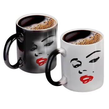Marilyn Monroe, Color changing magic Mug, ceramic, 330ml when adding hot liquid inside, the black colour desappears (1 pcs)