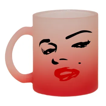 Marilyn Monroe, Κούπα γυάλινη δίχρωμη με βάση το κόκκινο ματ, 330ml