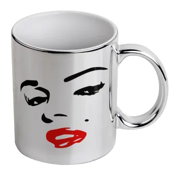 Marilyn Monroe, Mug ceramic, silver mirror, 330ml