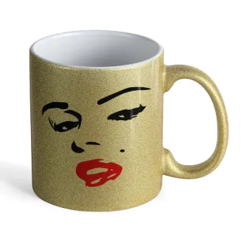 Marilyn Monroe, Κούπα Χρυσή Glitter που γυαλίζει, κεραμική, 330ml