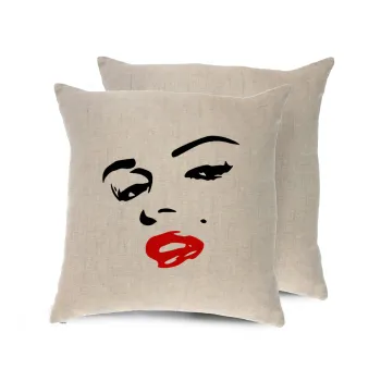 Marilyn Monroe, Μαξιλάρι καναπέ ΛΙΝΟ 40x40cm περιέχεται το  γέμισμα