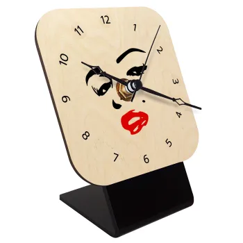 Marilyn Monroe, Quartz Table clock in natural wood (10cm)